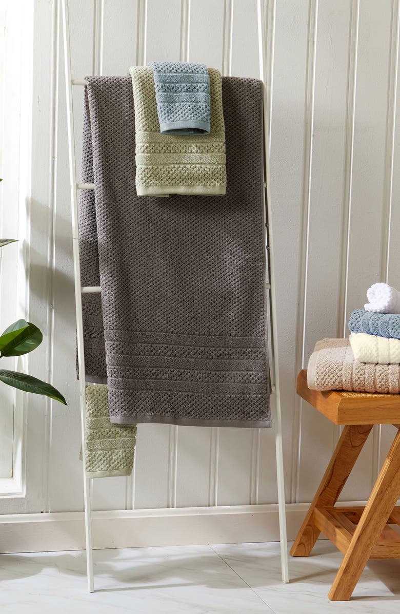 Woven & Weft Cotton Checkered Texture 8-Piece Bath Towel Set, Alternate, color, Dark Grey