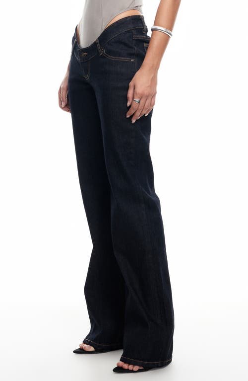 Shop Lioness Cocoon Dipped Low Rise Straight Leg Jeans In Dark Denim