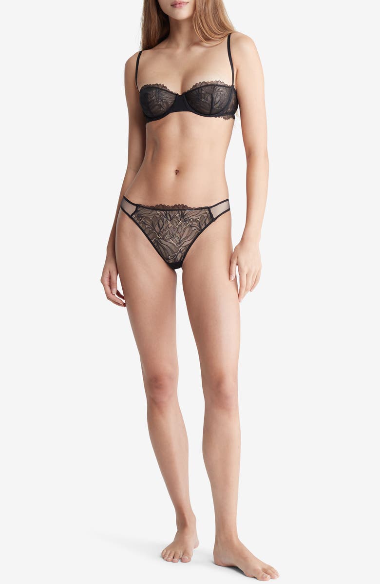 Calvin Klein Floral Lace Underwire Unlined Balconette Bra, Alternate, color, 