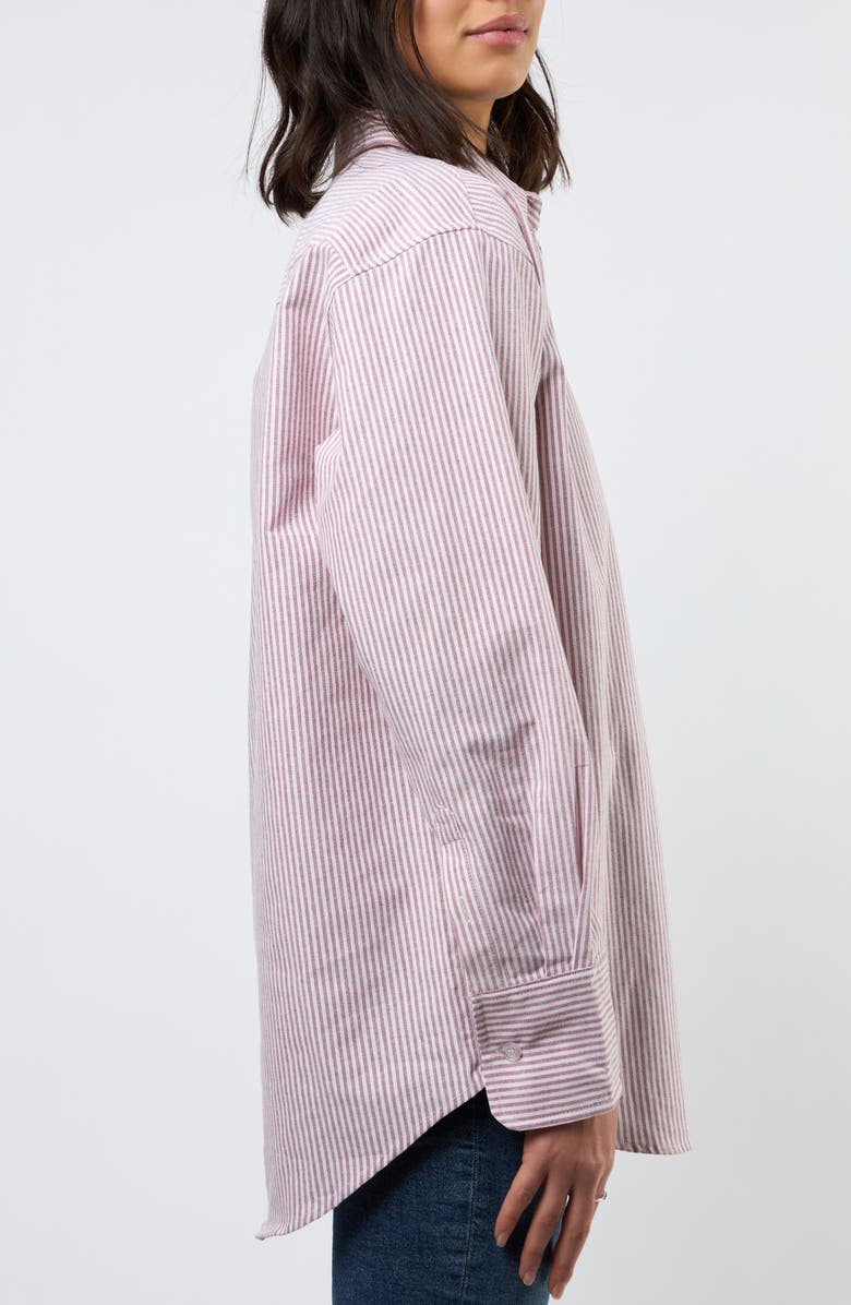 Viens Avec Moi The Oxford Stripe Button-Up Shirt, Alternate, color, Burgundy