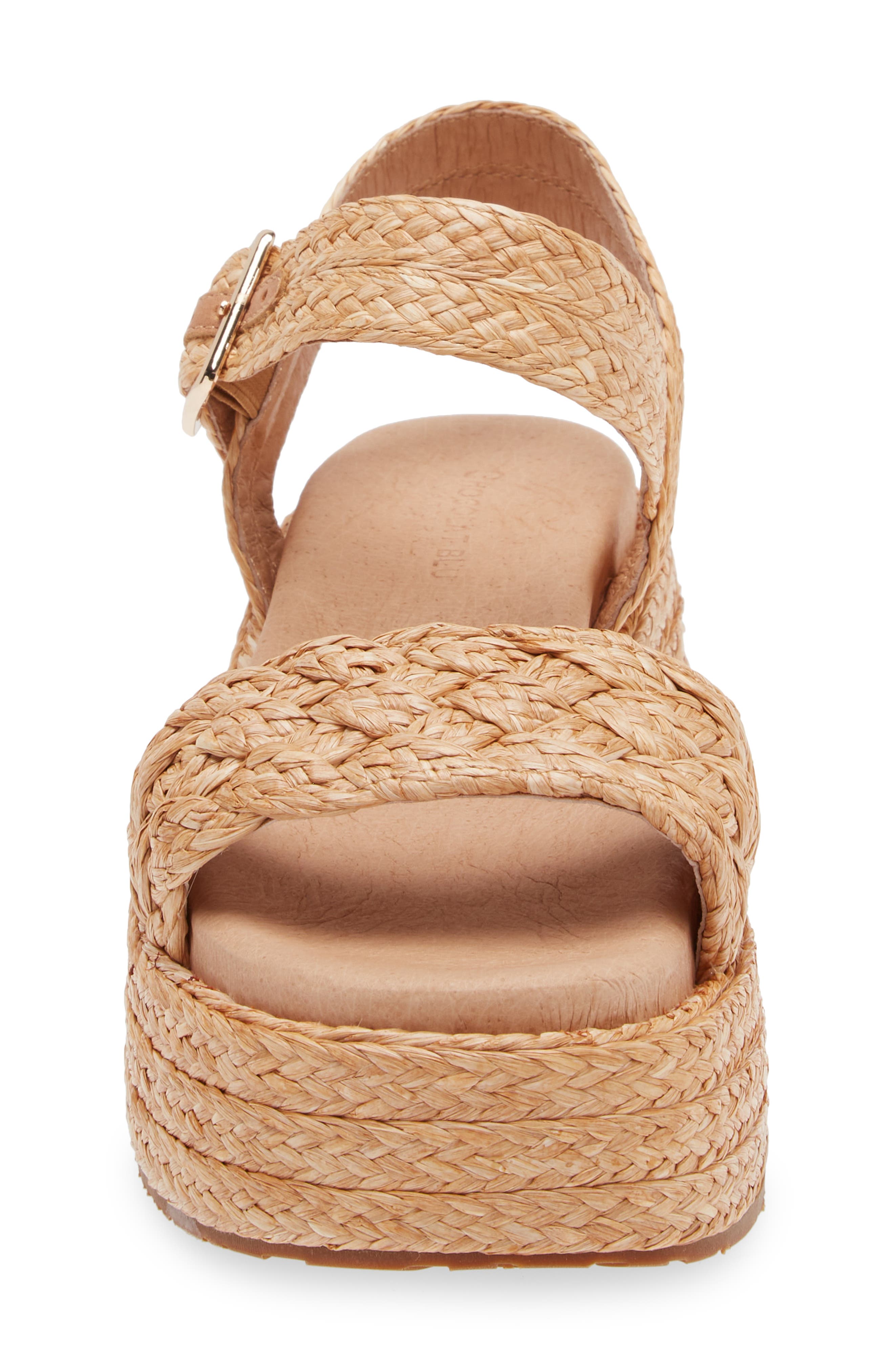 Chocolat Blu Lacy Platform Wedge Sandal, Alternate, color, Toast Raffia