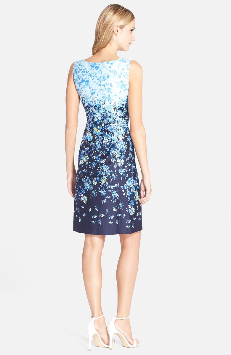 Chetta B Floral Print Stretch Cotton Sheath Dress, Alternate, color, 