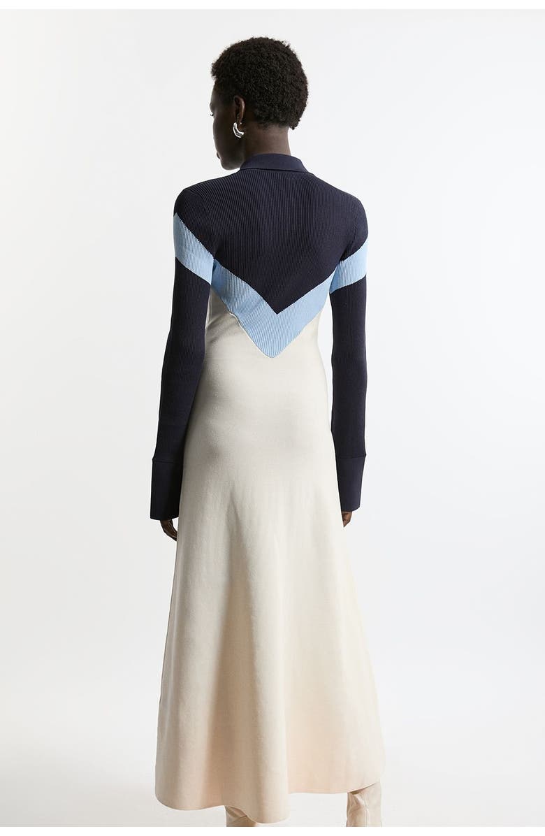 Karen Millen Rib-Knit Polo Top Maxi Dress, Alternate, color, Navy