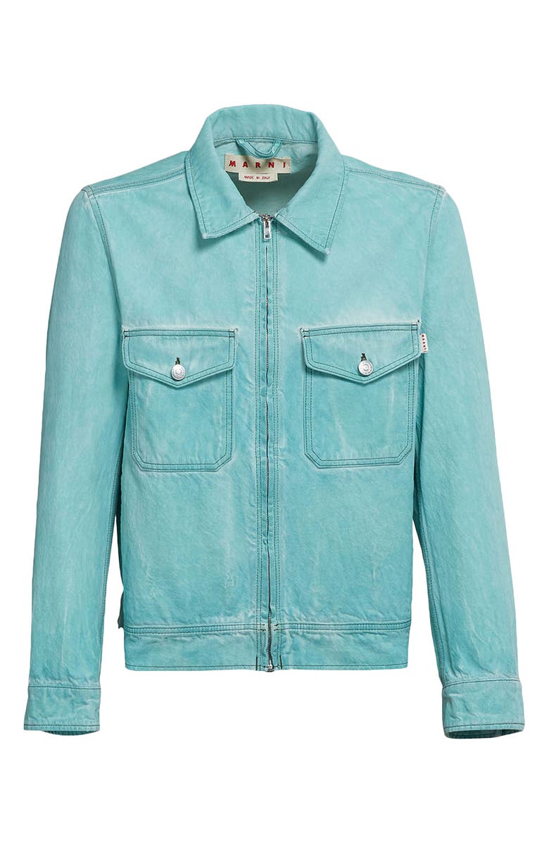 Marni Zip Front Denim Trucker Jacket, Alternate, color, 