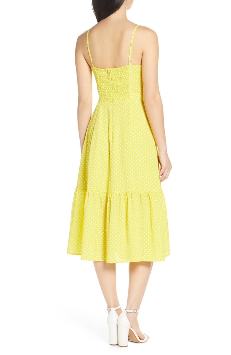 Eliza J Polka Dot Tie Front Sundress, Alternate, color,
