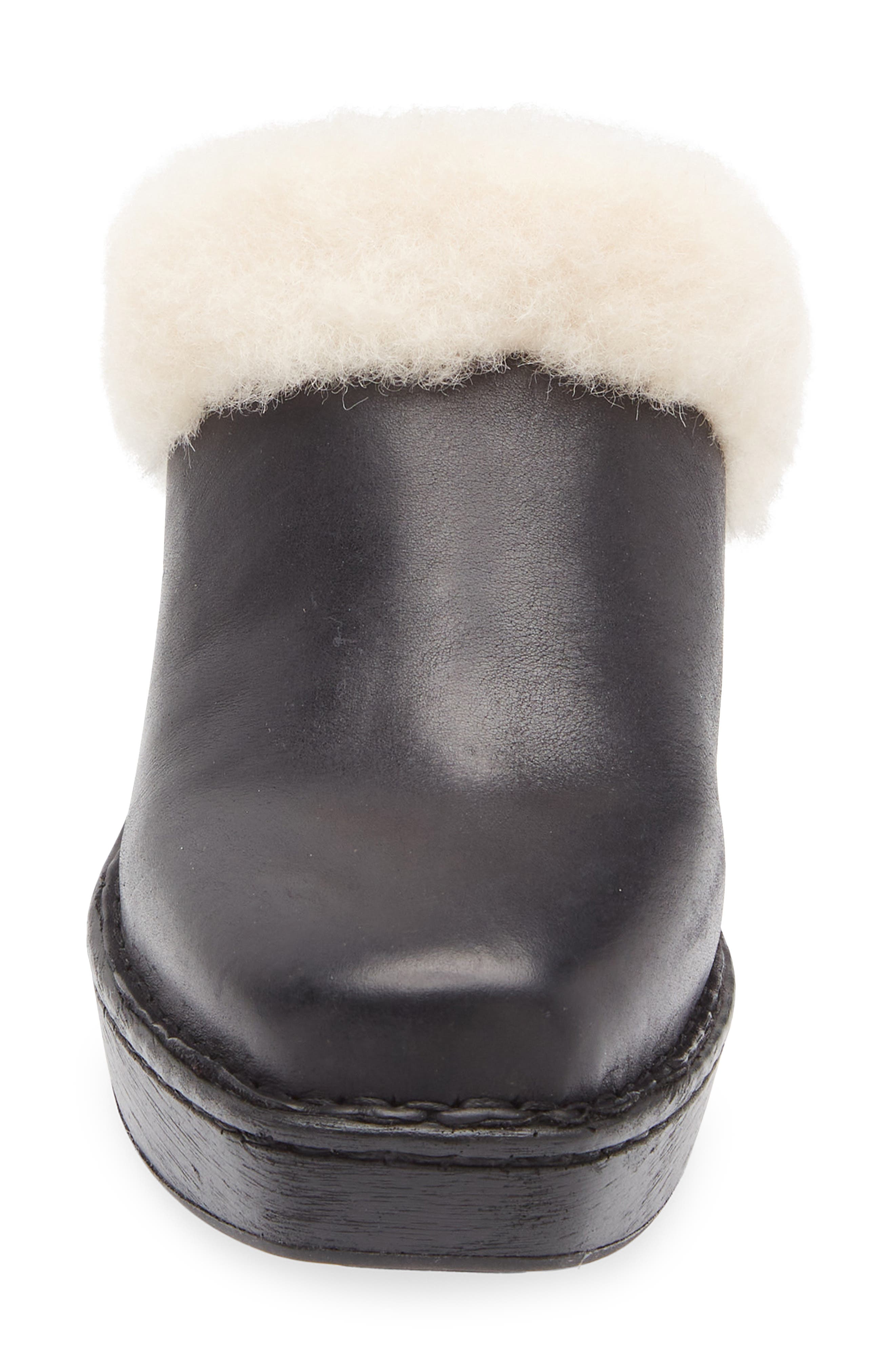 Børn Hope Genuine Shearling Trim Clog, Alternate, color, Black
