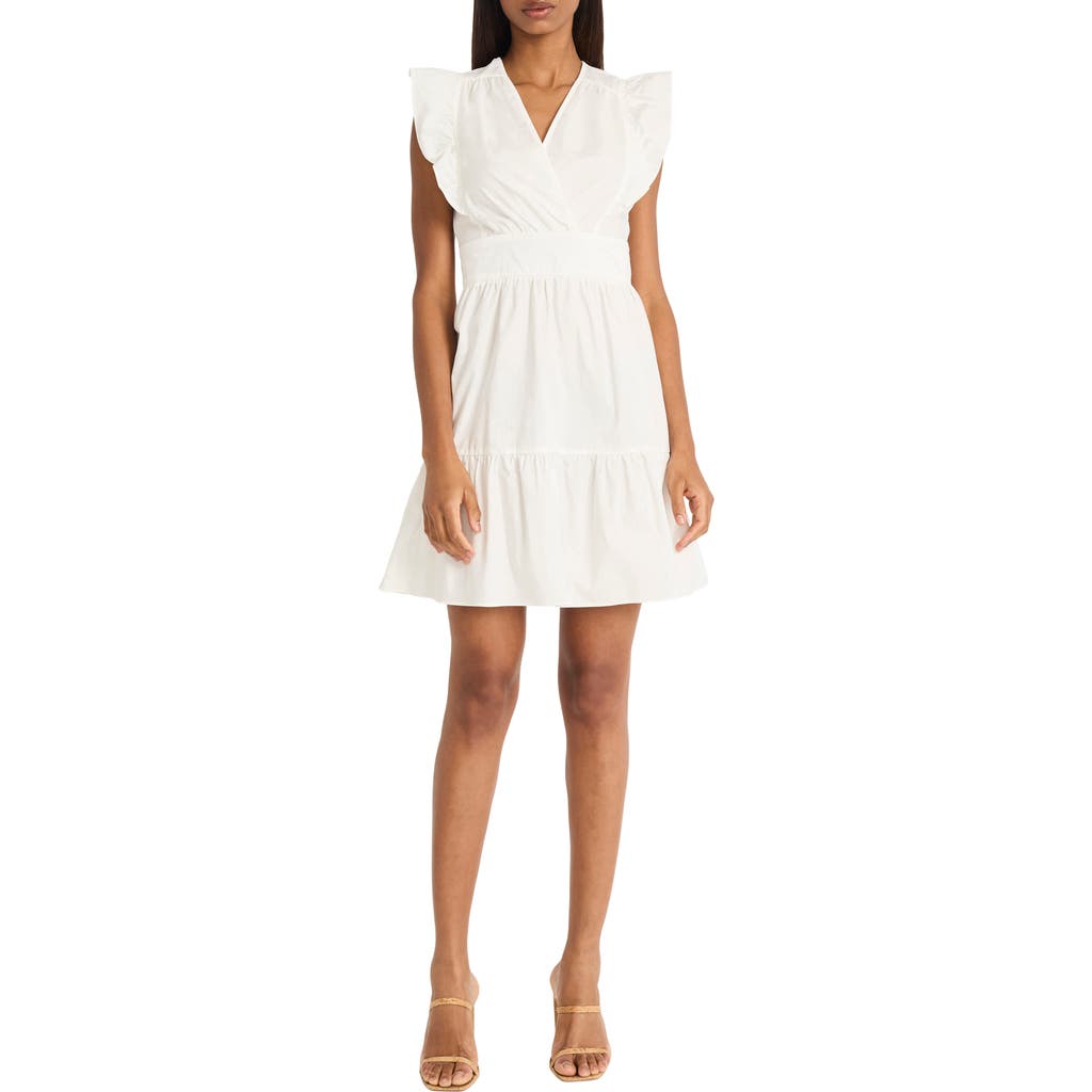 Donna Morgan Ruffle Sleeve Minidress In Ivory
