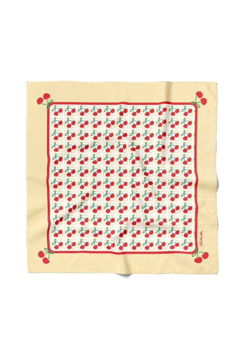 Cherry Cotton Silk Bandana, Main, color, Yellow