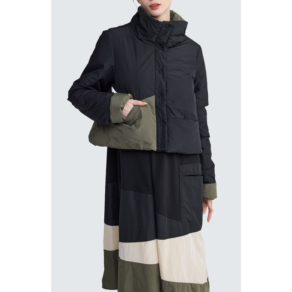 Luukaa Delora Cropped Panel Coat In Black