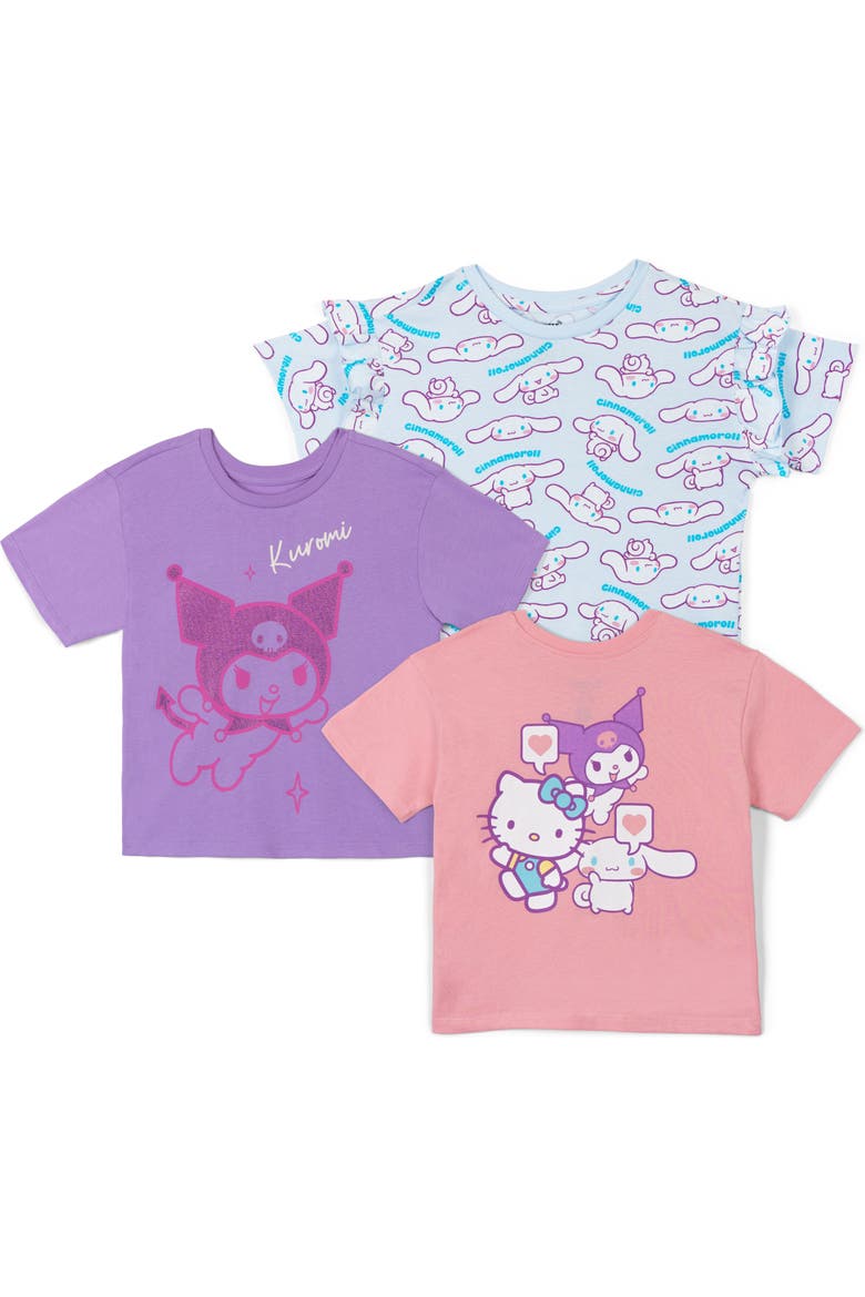 3-pack Short Sleeve T-shirts (toddler, Little Kid & Big Kid), Main, color, Kuromi Purple Multi