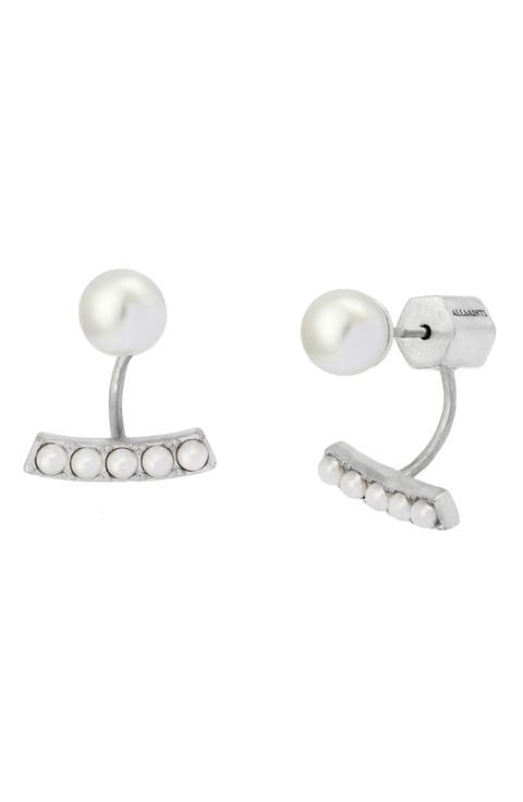 Imitation Pearl Front/Back Earrings