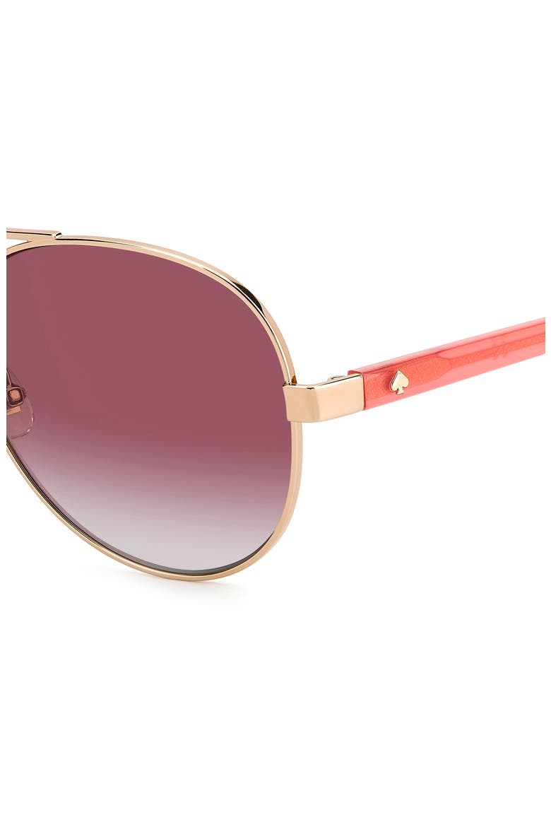 averie 58mm polarized aviator sunglasses, Alternate, color, ROSE GOLD / BURGUNDY GRAD