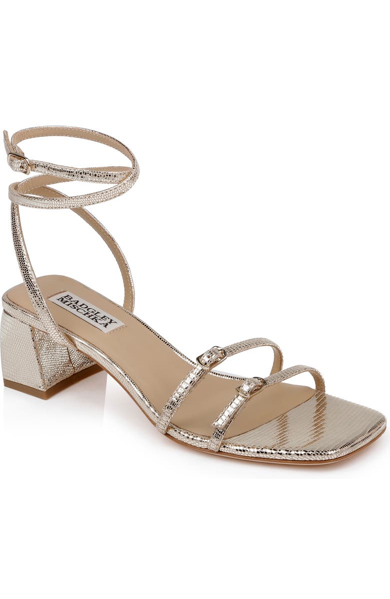 Badgley Mischka Collection Dania Ankle Strap Sandal, Main, color, Gold Lizard