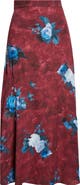 Erdem Abstract Rose Print Midi Skirt