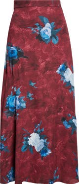 Erdem Abstract Rose Print Midi Skirt