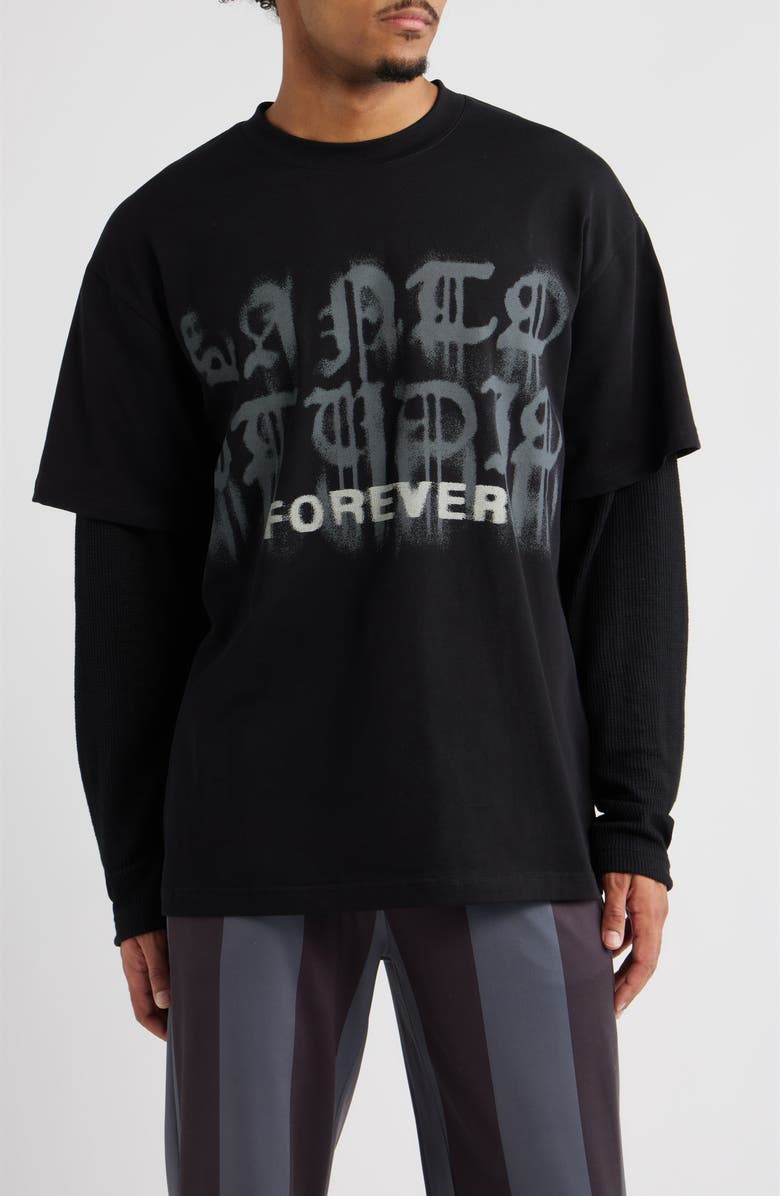 SANTO STUDIO Forever Graphic Layered T-Shirt, Main, color, Black