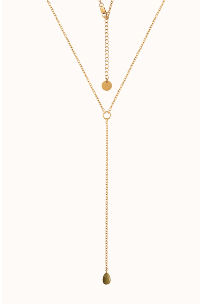 Rolo Lariat Drop Necklace, Main, color, Olive