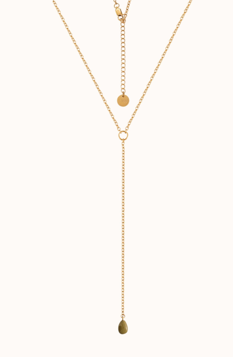 Joiana Jewelry Rolo Lariat Drop Necklace, Main, color, Olive