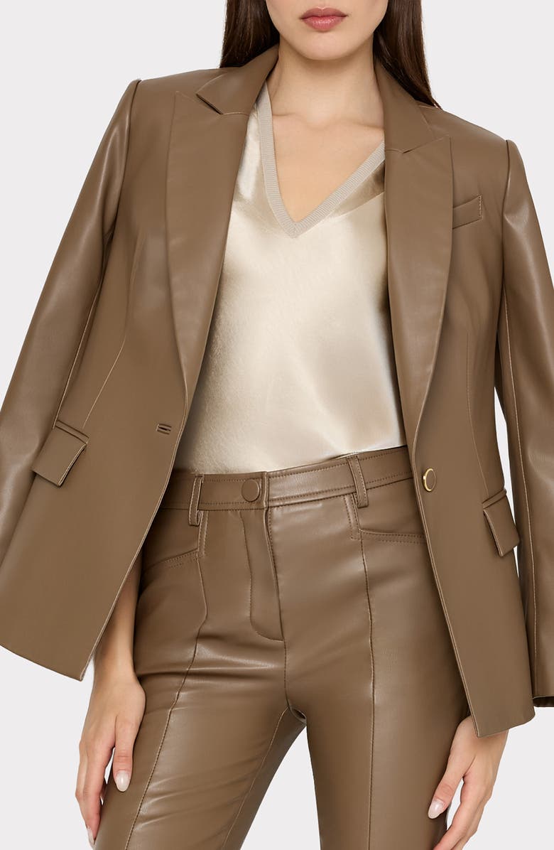 Milly Rue Faux Leather Pants, Alternate, color, Mocha