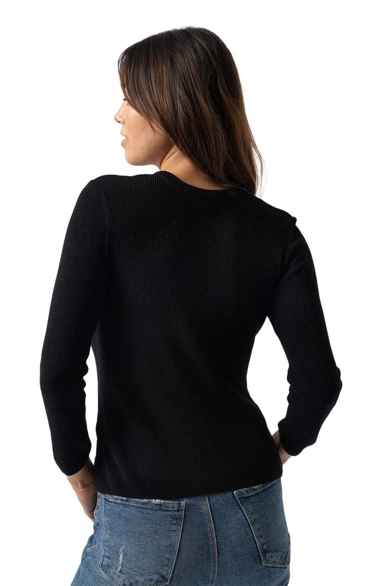 Saint + Sofia Honeycomb Rib Sweater, Alternate, color, Black