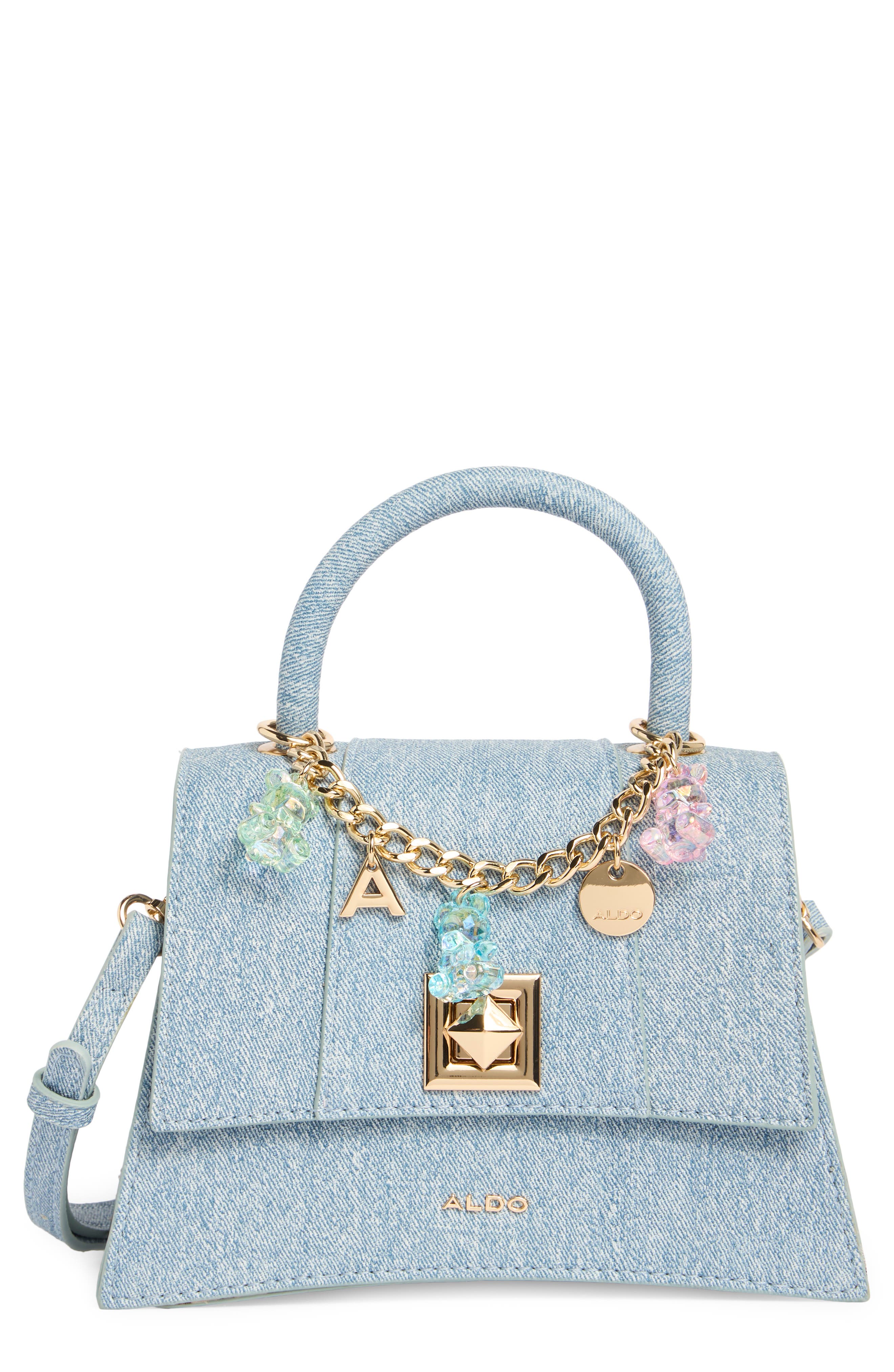 ALDO Lefteye Denim Top Handle Bag, Main, color, Light Denim