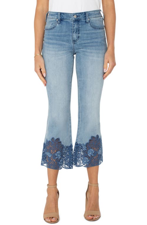 Shop Liverpool Los Angeles Hannah Crochet Hem Crop Flare Jeans In Indigo Crochet