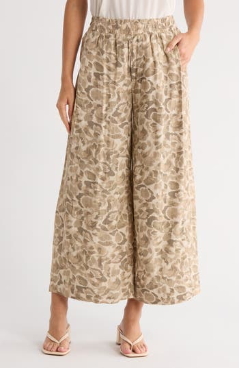 Democracy Skyrise Print Crop Wide Leg Pants In Neutral