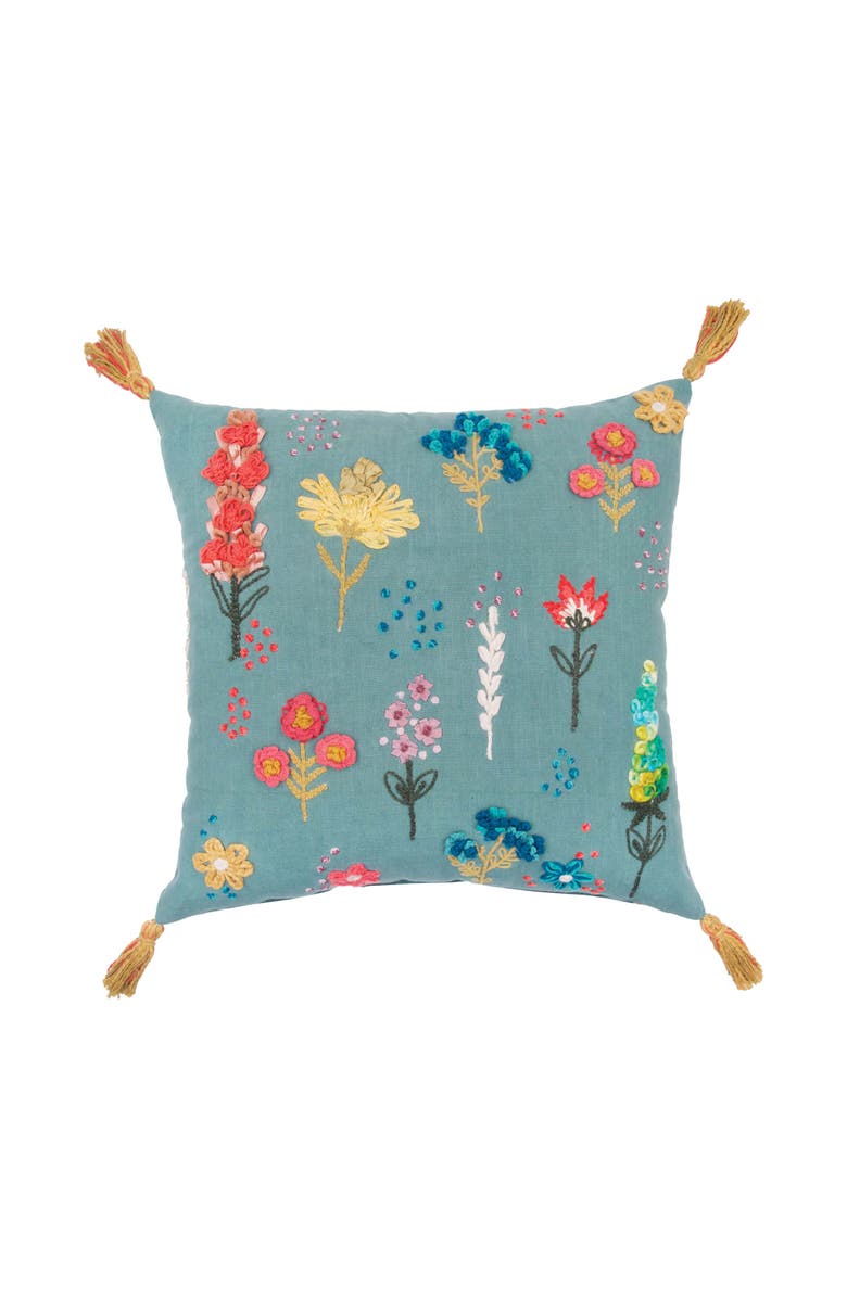 carol & frank Dhruva Graphic Print Embellished Woven Throw Pillow, 18" x 18", Main, color, Green