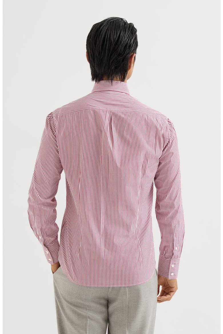 Striped poplin shirt with button-down collar, Alternate, color, Amaranth