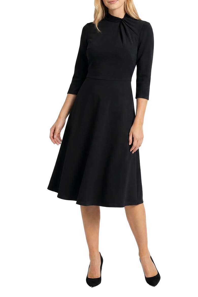 Fit & Flare Midi Dress, Main, color, BLACK