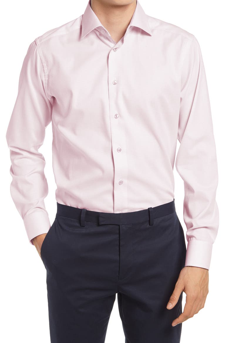 Slim Fit Textured Solid Shirt, Main, color, PINK
