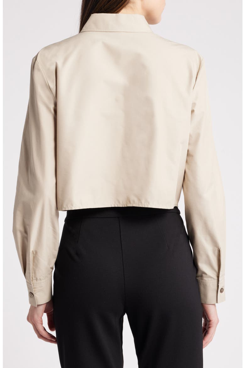 Crop Poplin Button-Up Shirt, Alternate, color, SOLID MEDIUM BEIGE