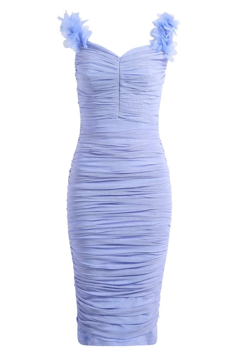 Ruched Mesh Midi Dress, Alternate, color, BLUE