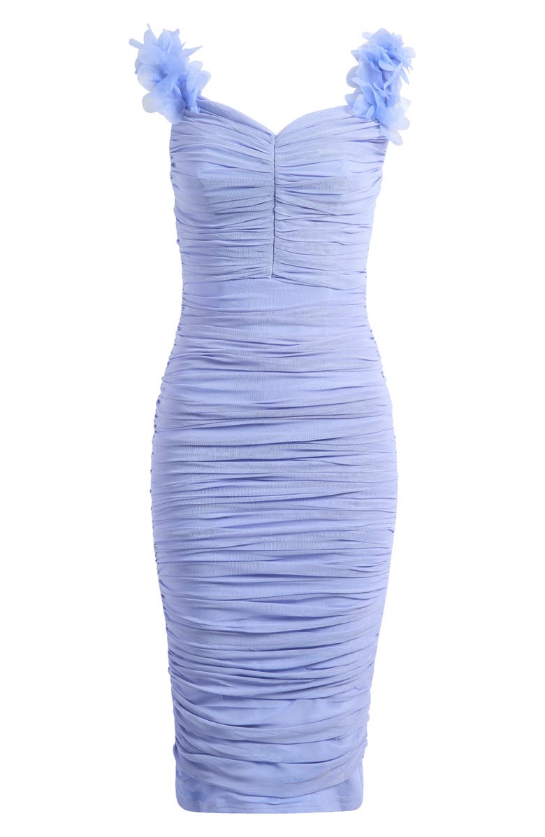 Lipsy Ruched Mesh Midi Dress, Alternate, color, Blue
