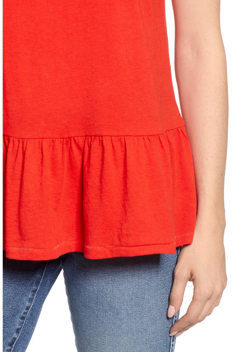 Peplum Tee, Alternate, color, RED SCARLET