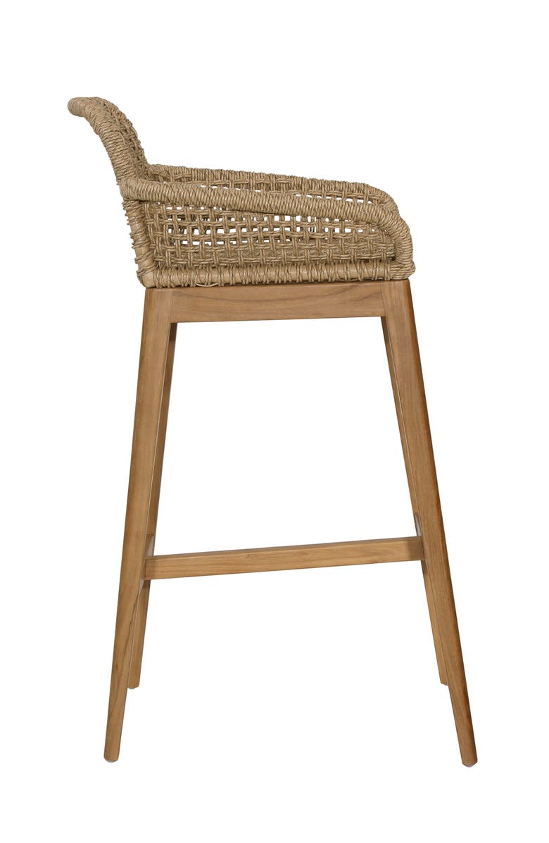Dovetail Furniture Fiona Teak Wood & Woven Outdoor Bar Stool, Alternate, color, Natural