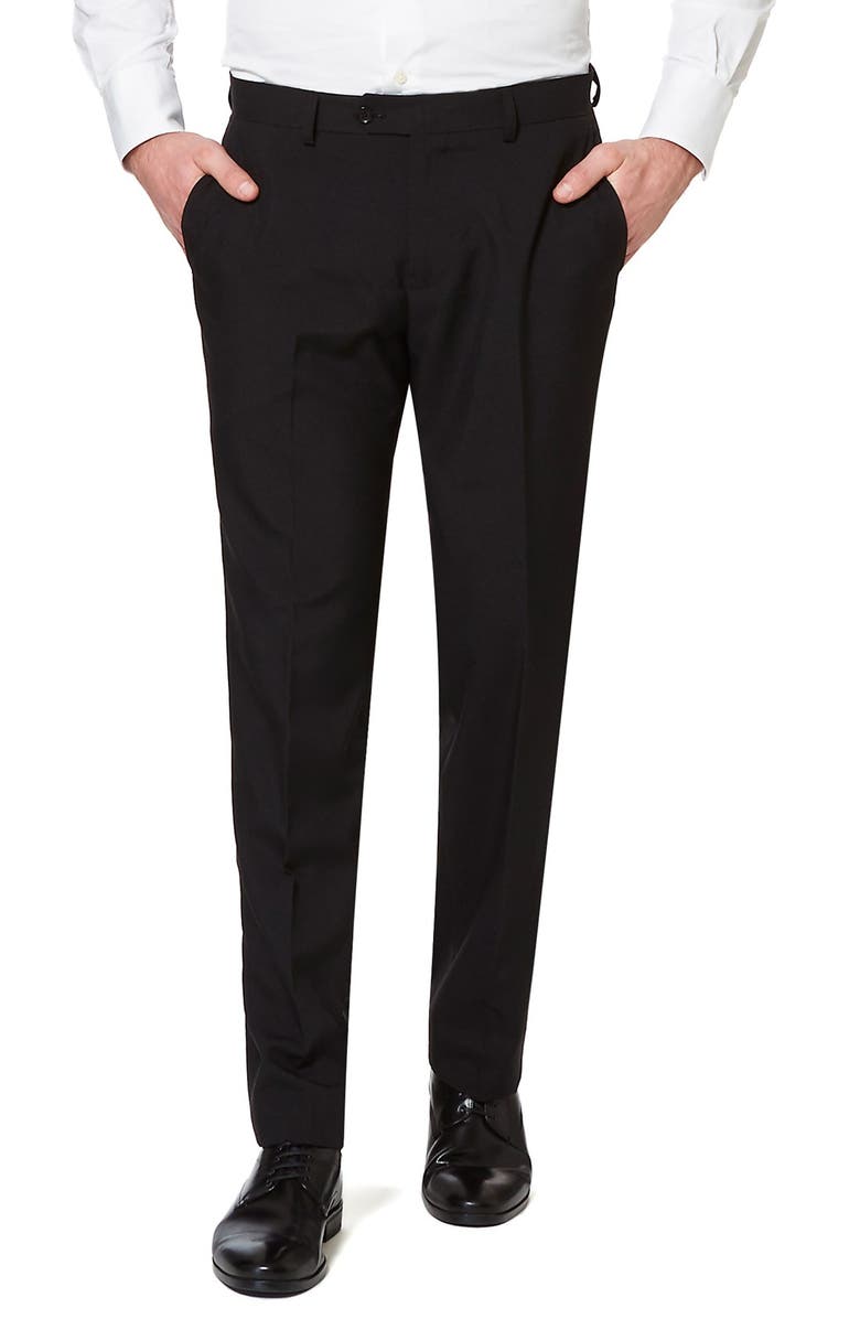 OppoSuits 'Black Knight' Trim Fit Two-Piece Suit with Tie, Alternate, color, Black