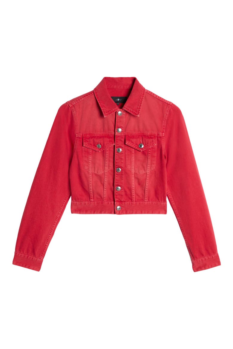 Shrunken Denim Jacket, Alternate, color, FLAME