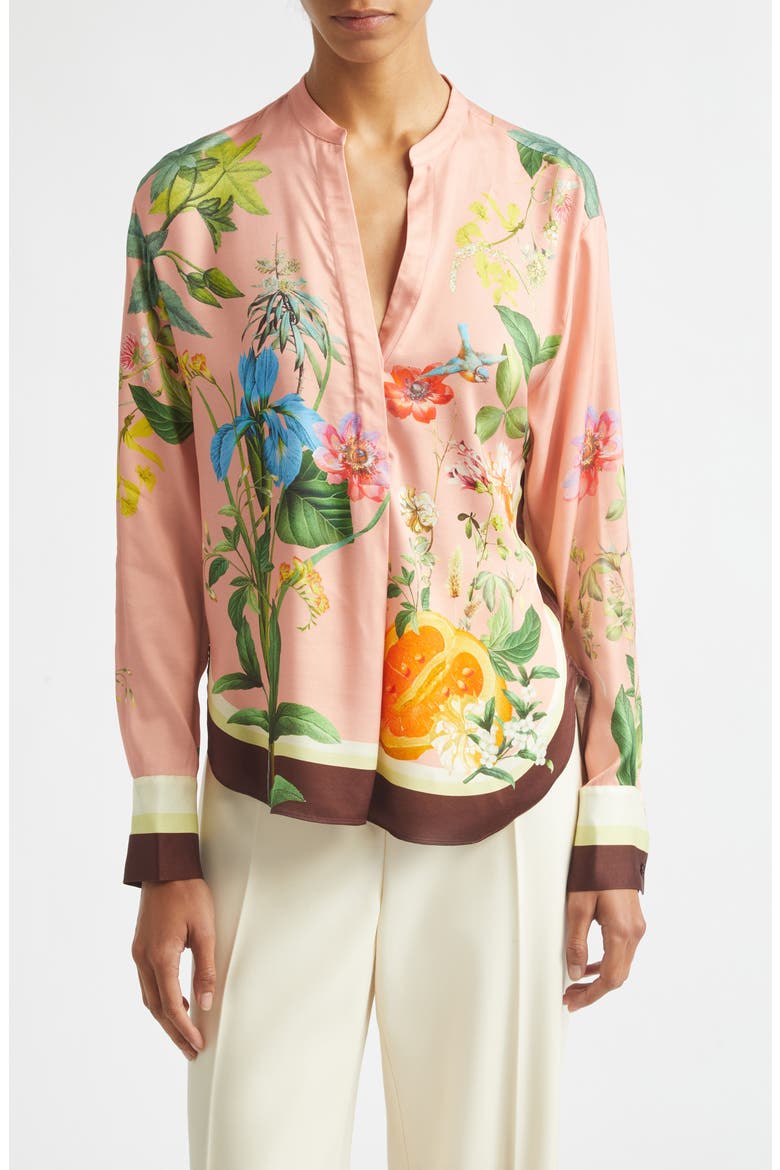Milos Floral Scarf Print Top, Main, color, PINK