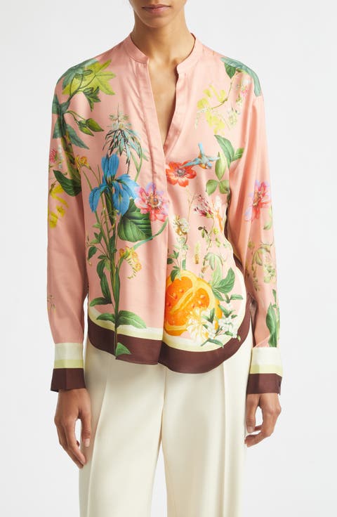 Milos Floral Scarf Print Top
