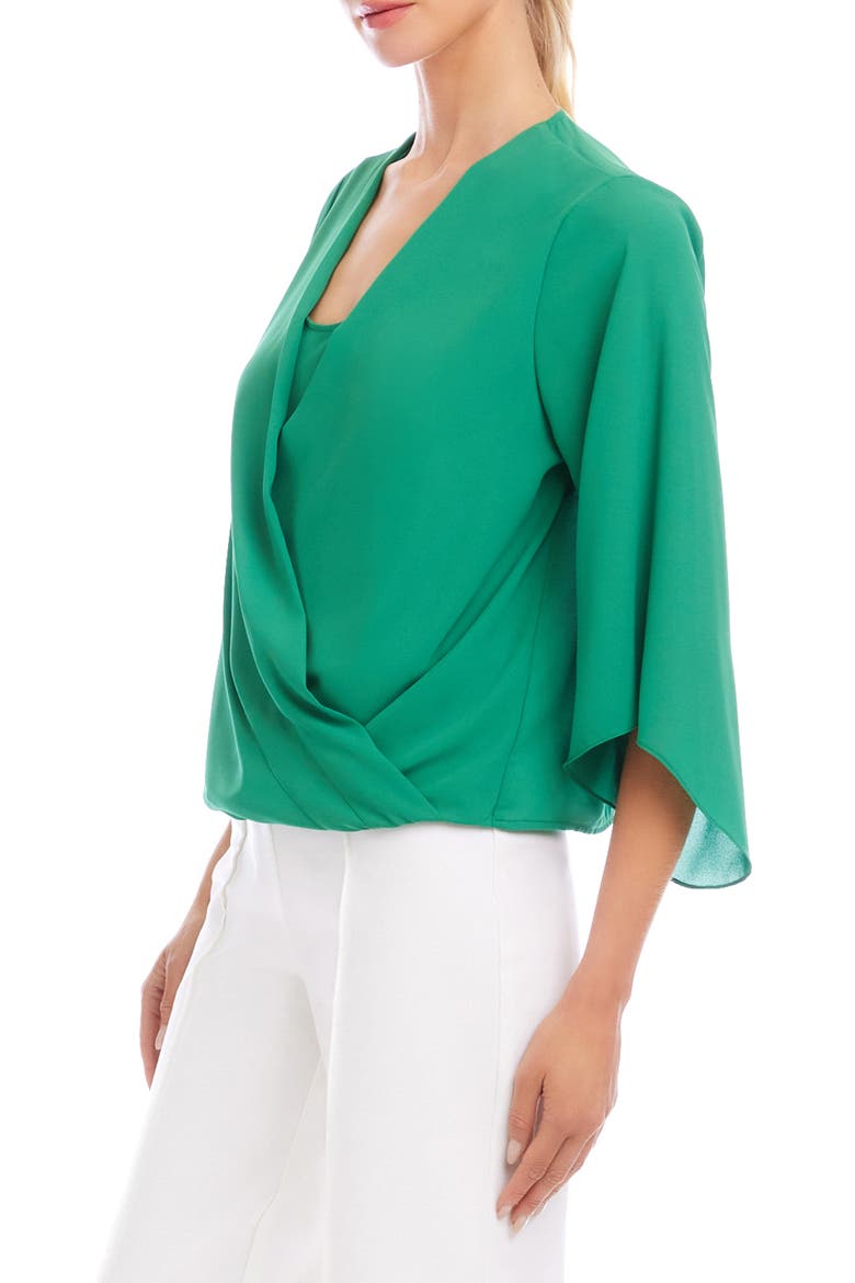 Drape Crossover Crepe Top, Alternate, color, GREEN