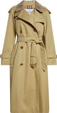 Burberry Castleford Check Collar Water Resistant Gabardine Trench Coat