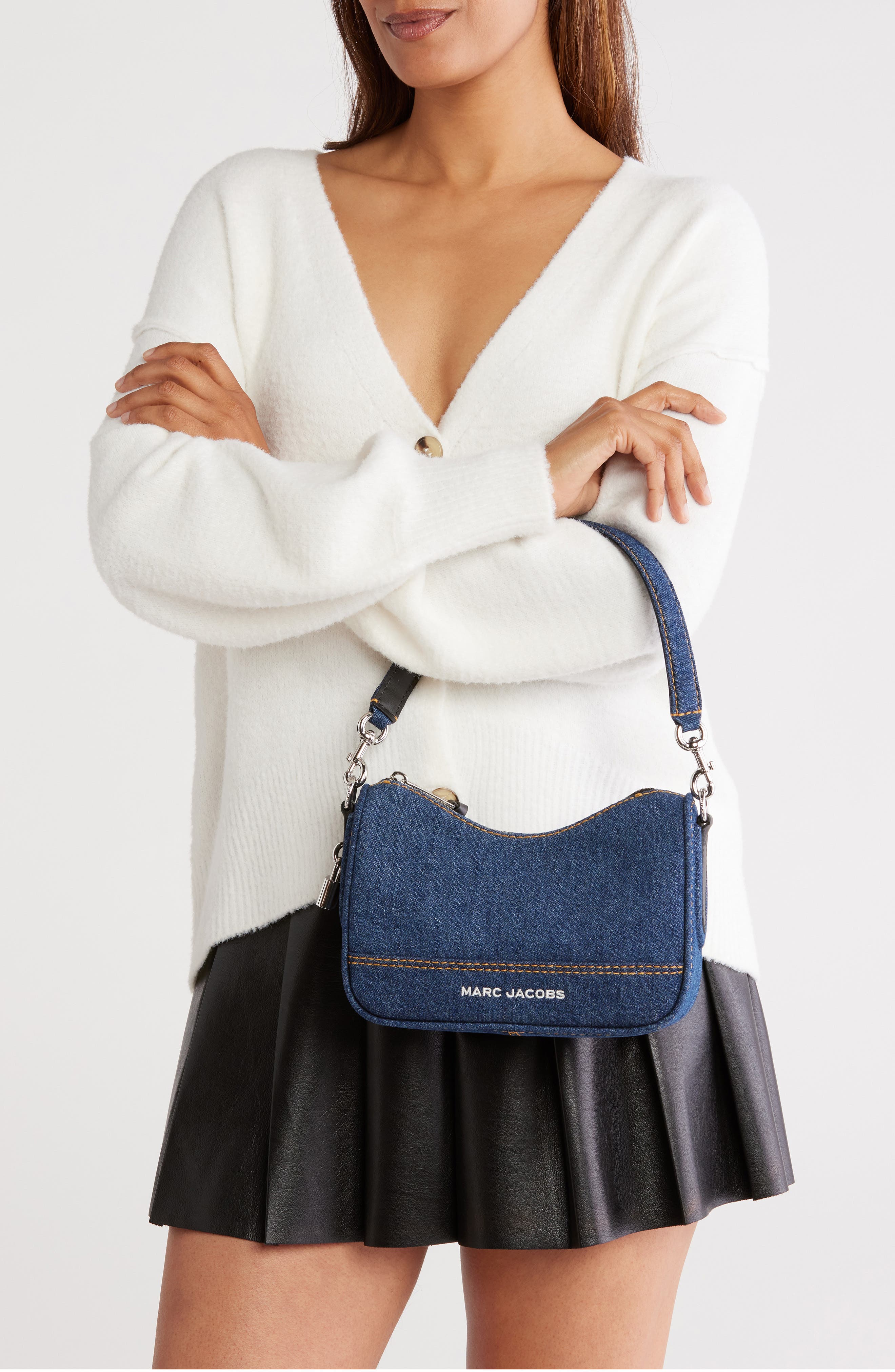 Marc Jacobs Small Denim Drifter Convertible Shoulder Bag, Alternate, color, Denim