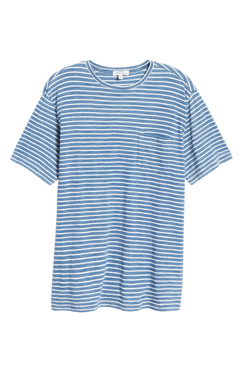 Peter Millar Seaside Indigo Stripe Pocket T-Shirt, Alternate, color,