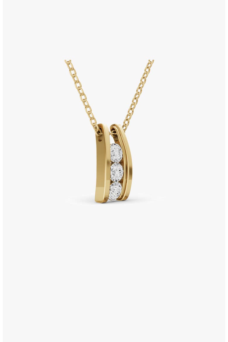 10K Gold 0.5 ct Round Lab Grown Diamond Three Stone Ladder Pendant With Channel Setting, Alternate, color, Yellow Gold