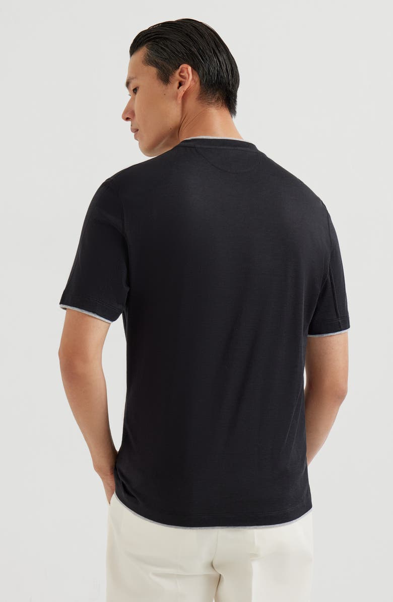 Brunello Cucinelli T-shirt with faux-layering, Alternate, color, Black
