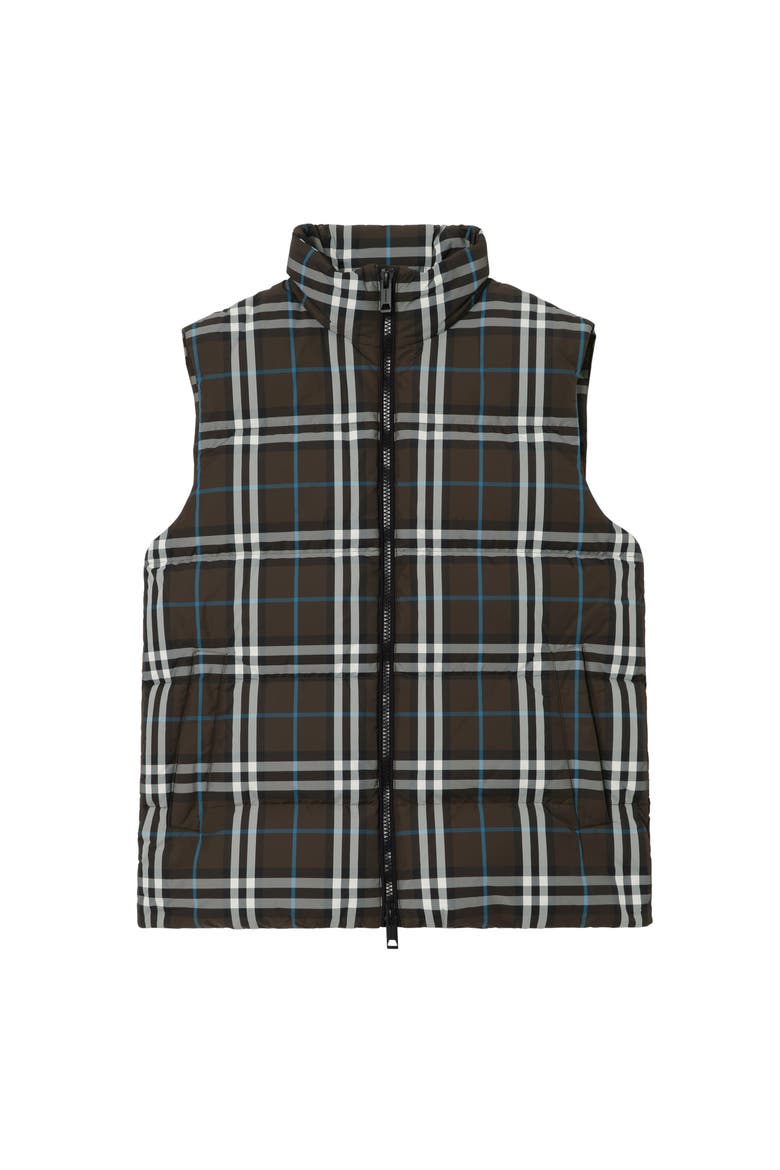 Check Puffer Gilet, Main, color, Snug brown