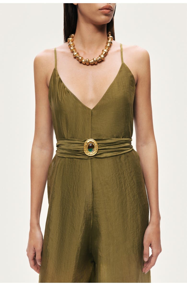 Nocturne Strappy Wide-Leg Jumpsuit, Alternate, color, Khaki