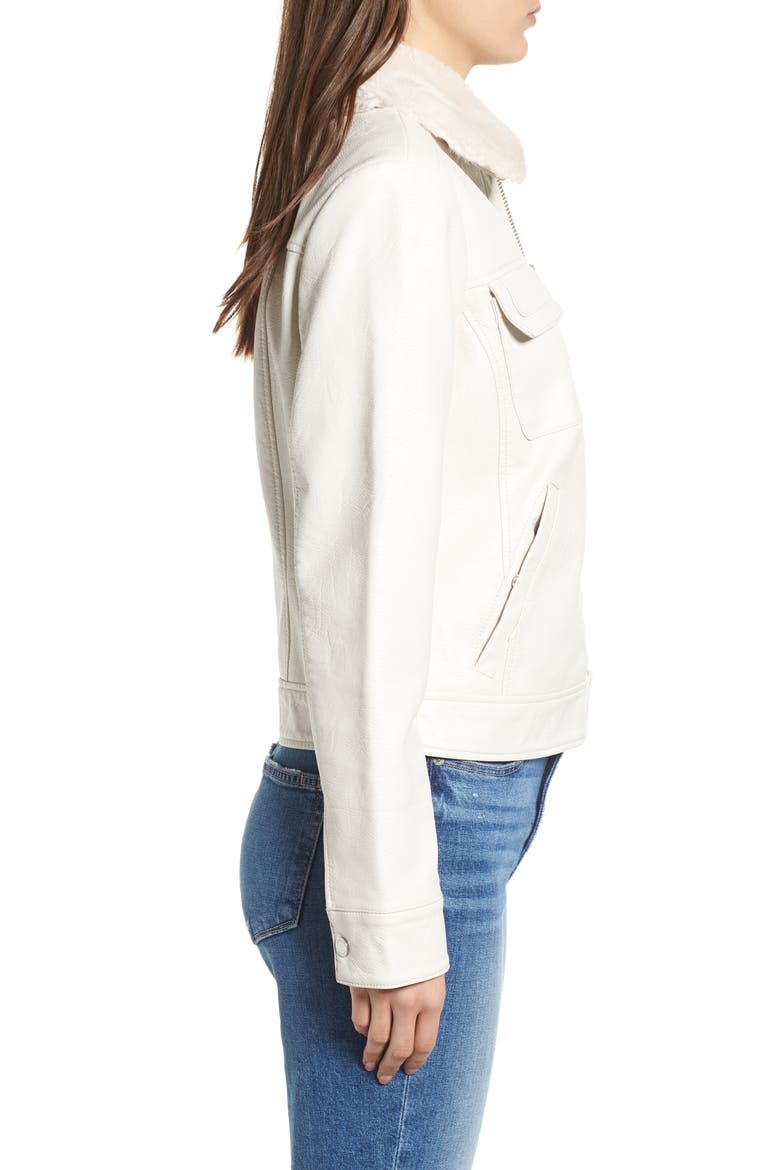Faux Leather Jacket, Alternate, color, WHITE