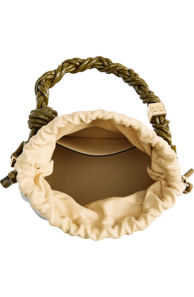 Ganni Bou Patent Crinkle Leather Bucket Bag, Alternate, color,
